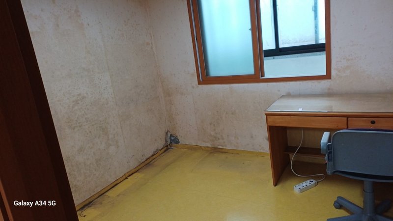 곰팡이 벽과 책상